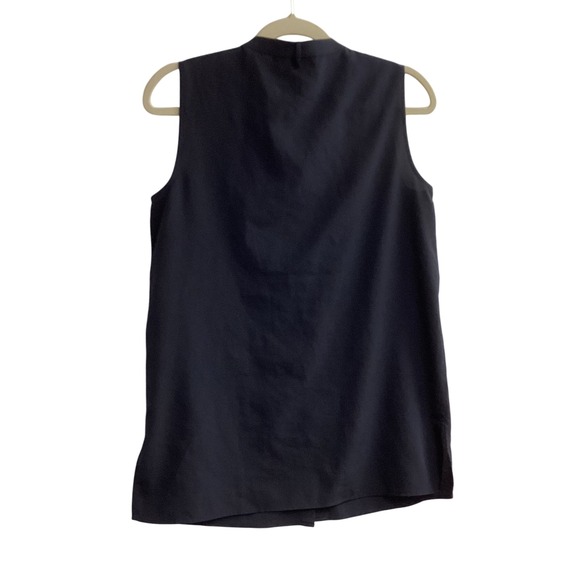 Tory Burch Sleeveless Top Button Down Collared Blouse Blue Size 4 Hidden Buttons - Picture 2 of 14
